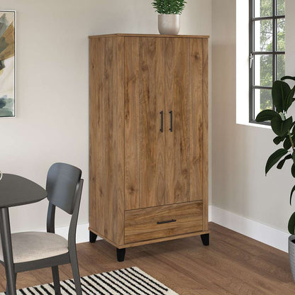 Bush Furniture - Somerset Tall Kitchen Pantry Cabinet with Doors and Drawer in Fresh Walnut - STS166FWK-Z veiw 2