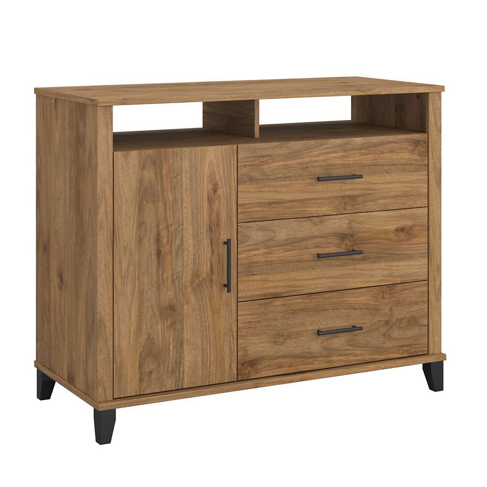 Bush Furniture - Somerset Tall Sideboard Buffet Cabinet in Fresh Walnut - STV148FWK-Z1 veiw 1