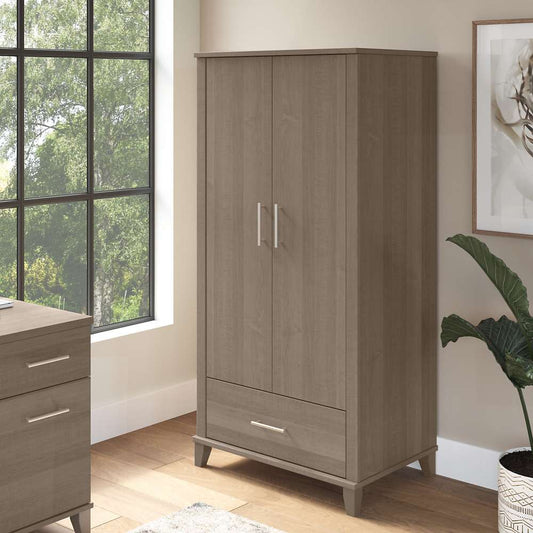 Bush Furniture - Somerset Tall Storage Cabinet with Doors and Drawer in Ash Gray - STS166AGK-Z2 veiw 2