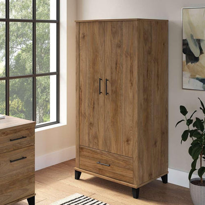 Bush Furniture - Somerset Tall Storage Cabinet with Doors and Drawer in Fresh Walnut - STS166FWK-Z2 veiw 2