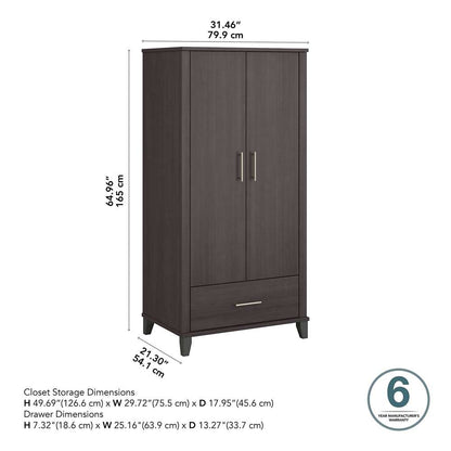 Bush Furniture - Somerset Tall Storage Cabinet with Doors and Drawer in Storm Gray - STS166SGK-Z2 veiw 3