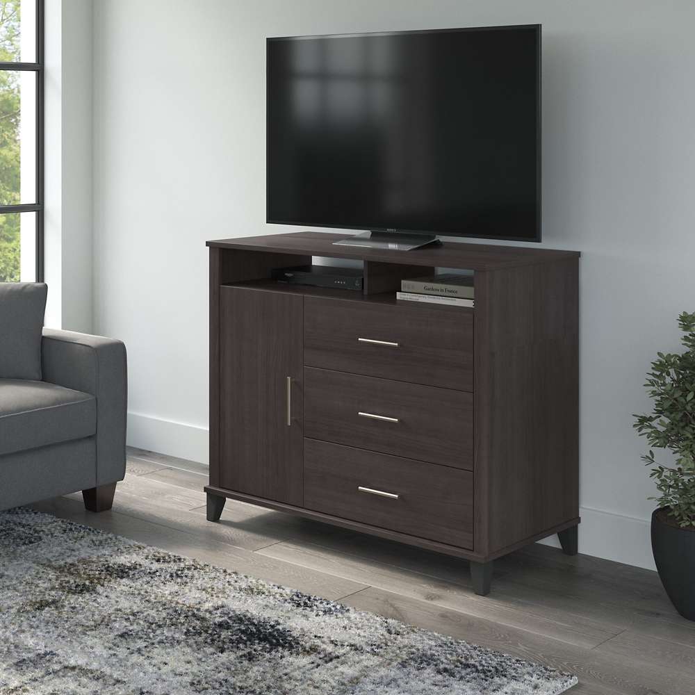 Bush Furniture Somerset Tall TV Stand With Storage - Thumbnail 2