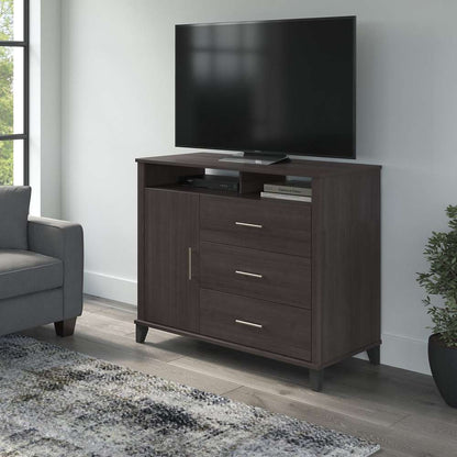 Bush Furniture - Somerset Tall TV Stand with Storage in Storm Gray - STV148SGK-Z veiw 2
