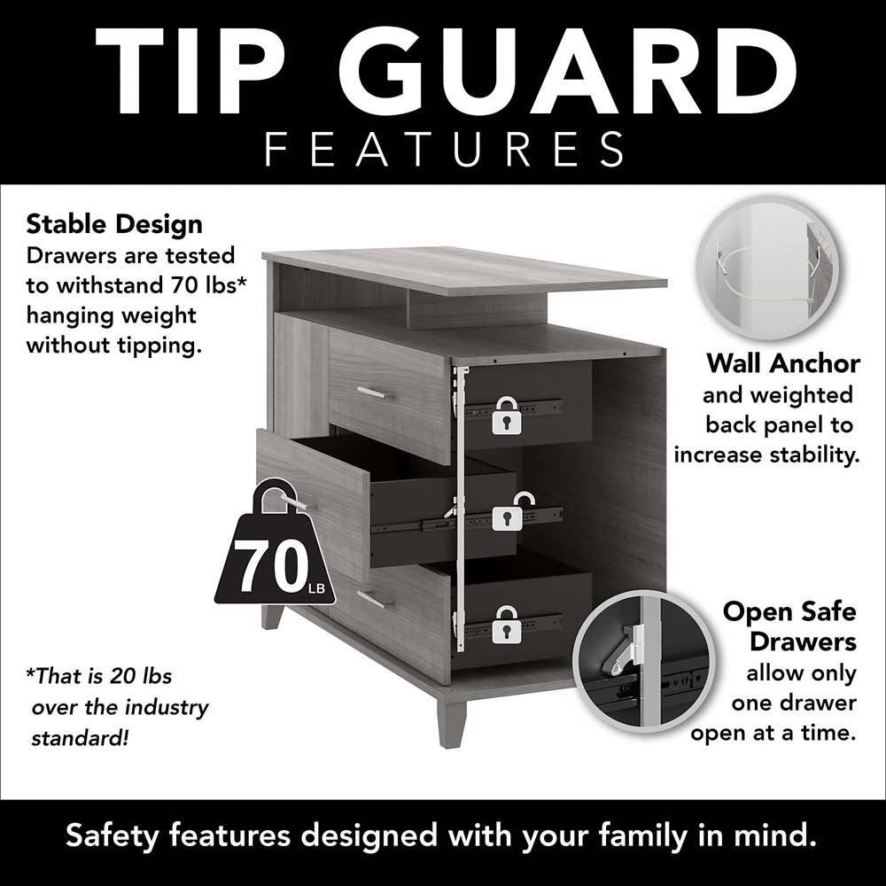 Bush Furniture - Somerset Tall TV Stand with Storage in Storm Gray - STV148SGK-Z veiw 3