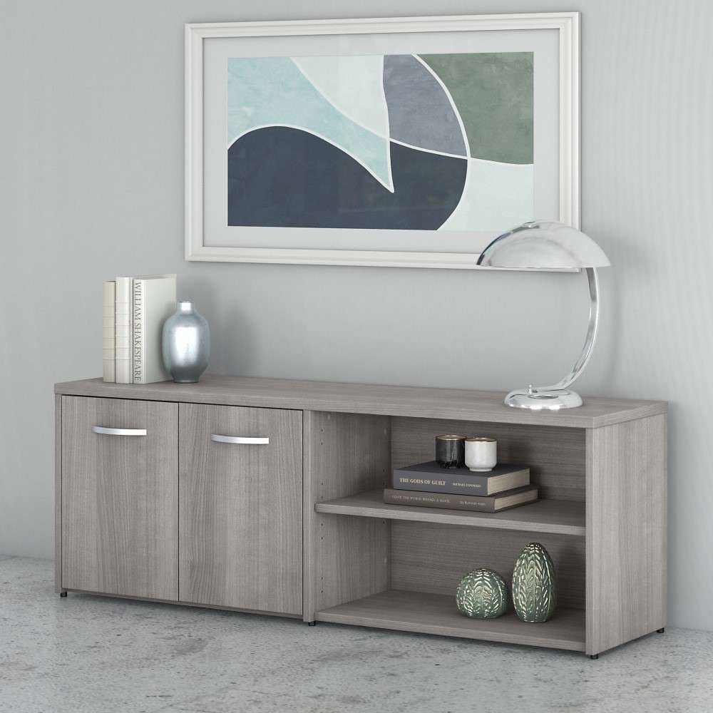 Bush Furniture - Studio C Low Storage Cabinet with Doors and Shelves in Platinum Gray - SCS160PG veiw 1