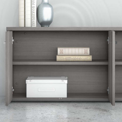 Bush Furniture - Studio C Low Storage Cabinet with Doors and Shelves in Platinum Gray - SCS160PG veiw 5
