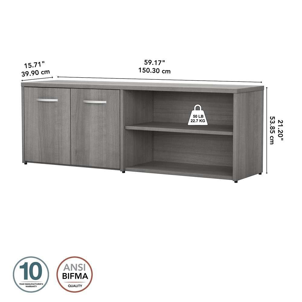 Bush Furniture - Studio C Low Storage Cabinet with Doors and Shelves in Platinum Gray - SCS160PG veiw 6