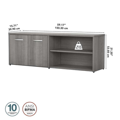 Bush Furniture - Studio C Low Storage Cabinet with Doors and Shelves in Platinum Gray - SCS160PG veiw 6