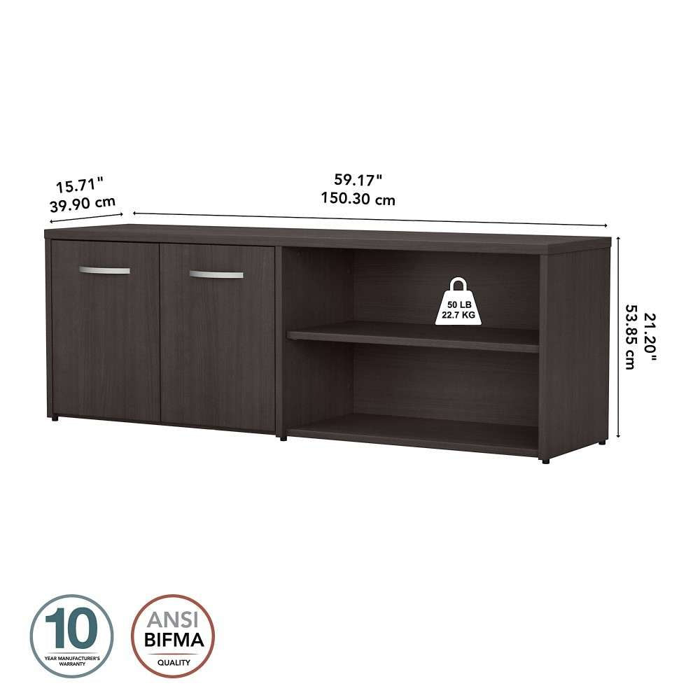 Bush Furniture - Studio C Low Storage Cabinet with Doors and Shelves in Storm Gray - SCS160SG veiw 6