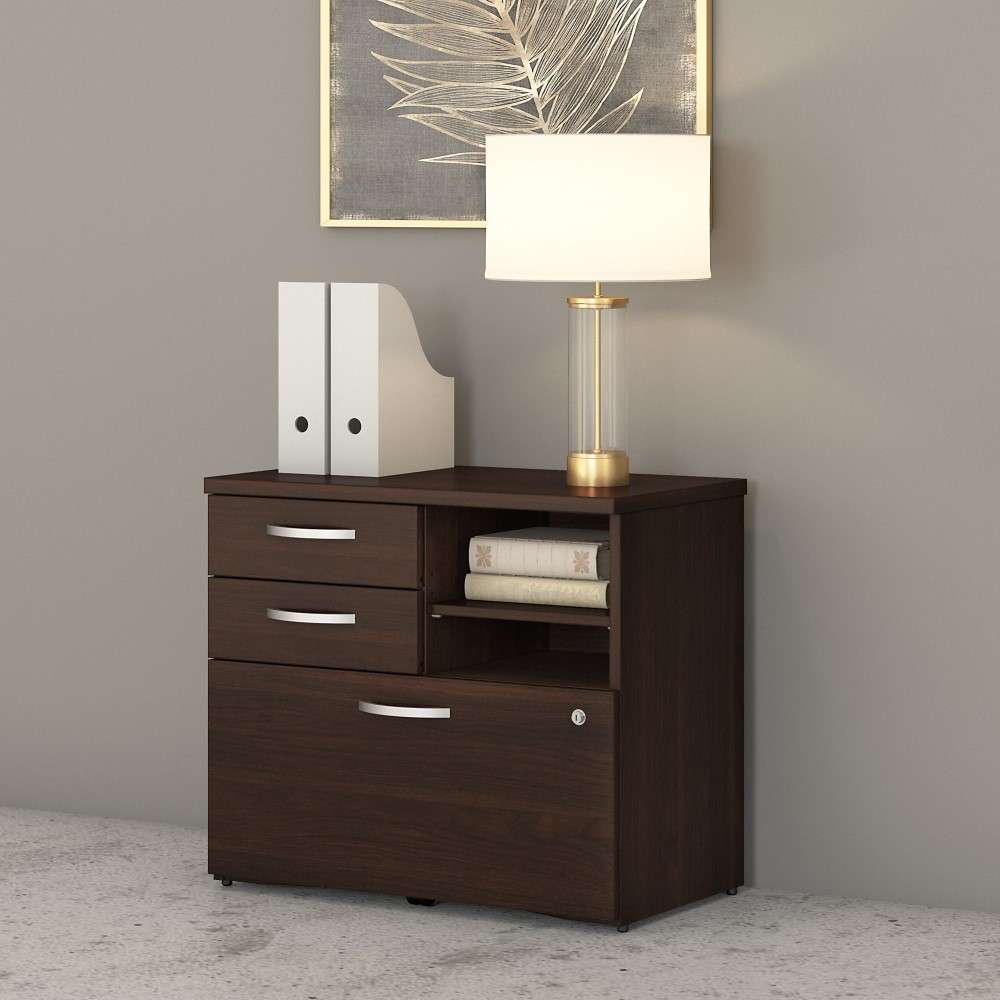 Bush Furniture - Studio C Office Storage Cabinet with Drawers and Shelves in Black Walnut - SCF130BWSU veiw 1
