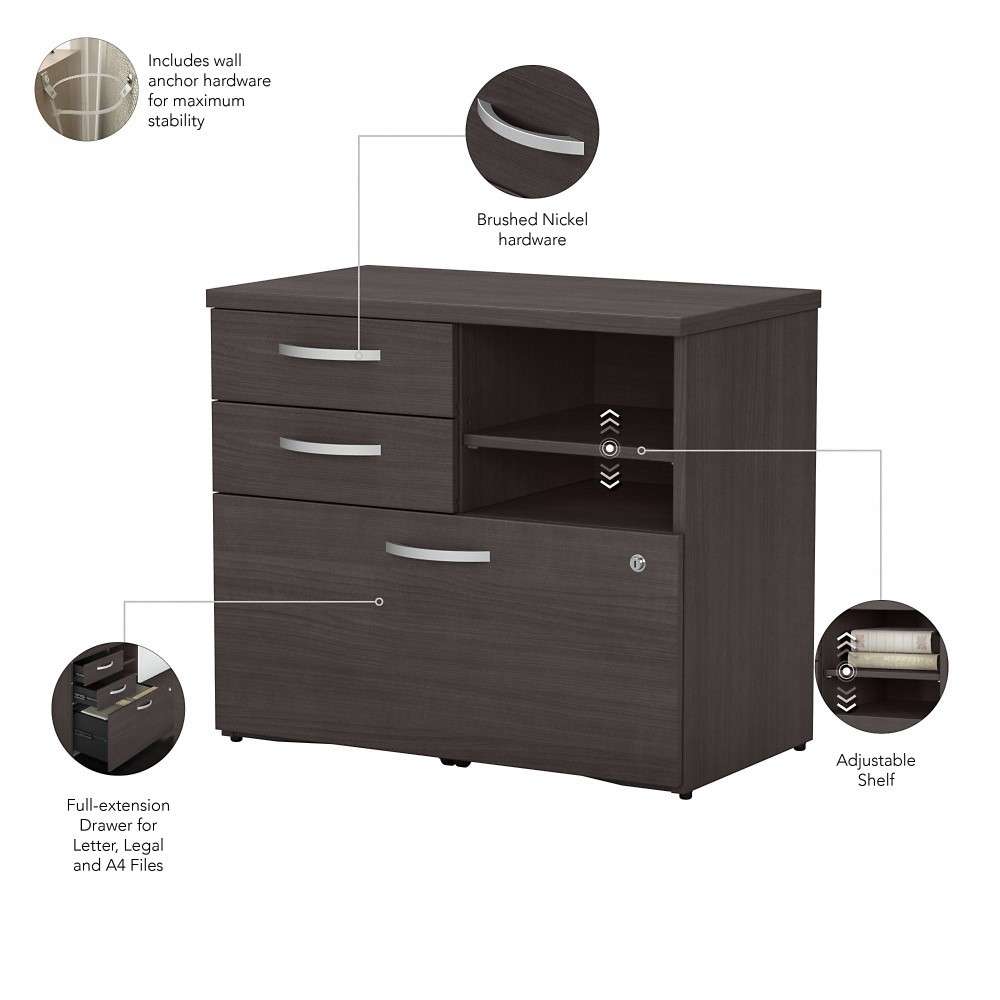 Bush Furniture - Studio C Office Storage Cabinet with Drawers and Shelves in Storm Gray - SCF130SGSU veiw 3