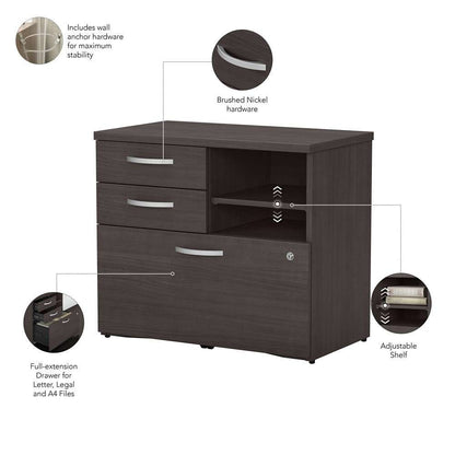 Bush Furniture - Studio C Office Storage Cabinet with Drawers and Shelves in Storm Gray - SCF130SGSU veiw 3