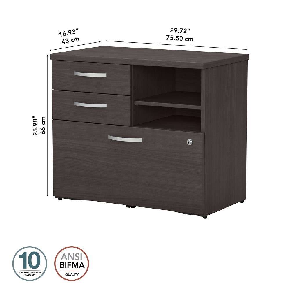 Bush Furniture - Studio C Office Storage Cabinet with Drawers and Shelves in Storm Gray - SCF130SGSU veiw 6
