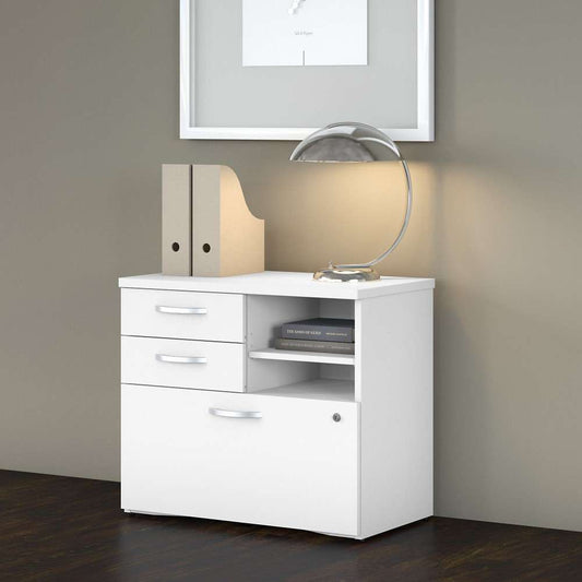 Bush Furniture - Studio C Office Storage Cabinet with Drawers and Shelves in White - SCF130WHSU veiw 1