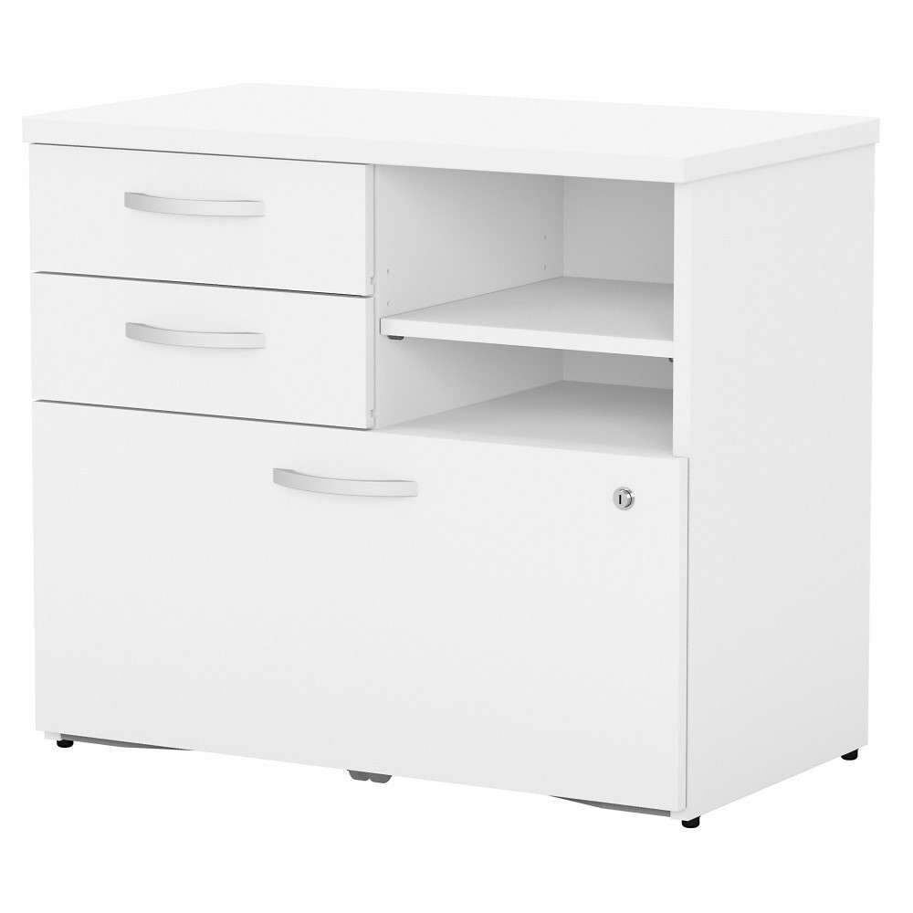 Bush Furniture - Studio C Office Storage Cabinet with Drawers and Shelves in White - SCF130WHSU veiw 2
