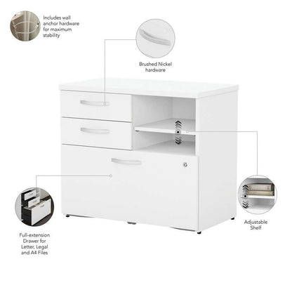Bush Furniture - Studio C Office Storage Cabinet with Drawers and Shelves in White - SCF130WHSU veiw 3