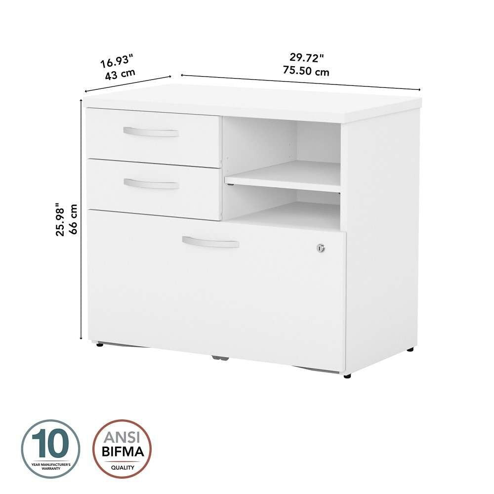 Bush Furniture - Studio C Office Storage Cabinet with Drawers and Shelves in White - SCF130WHSU veiw 6