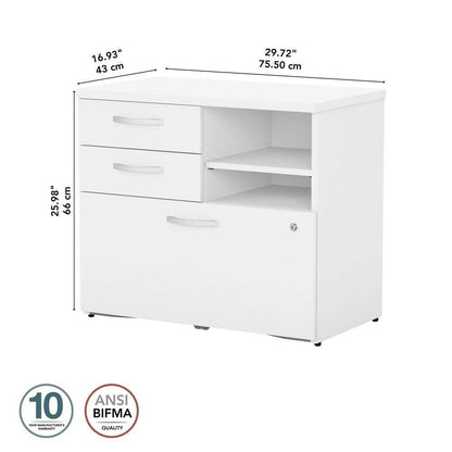 Bush Furniture - Studio C Office Storage Cabinet with Drawers and Shelves in White - SCF130WHSU veiw 6
