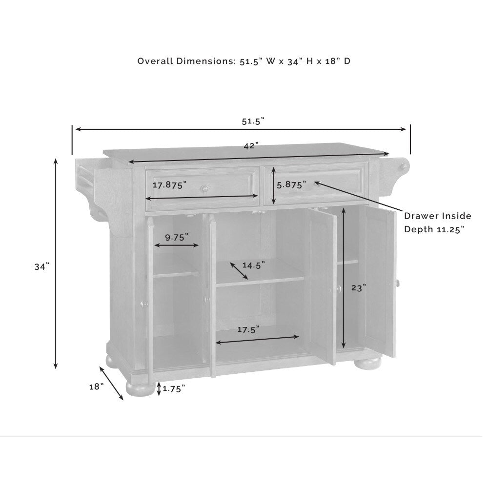 Crosley Furniture - Alexandria Granite Top Full Size Kitchen Island/Cart Black/White - KF30005ABK veiw 3
