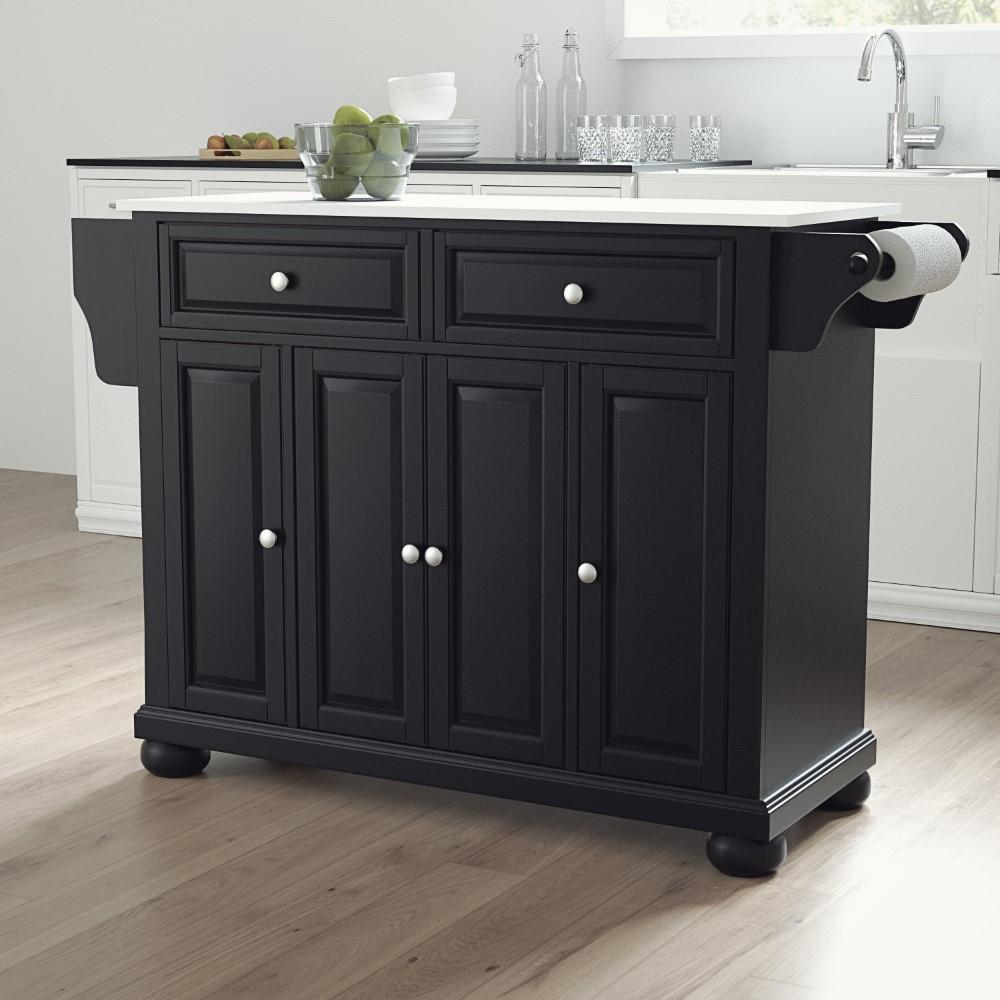 Crosley Furniture - Alexandria Granite Top Full Size Kitchen Island/Cart Black/White - KF30005ABK veiw 4