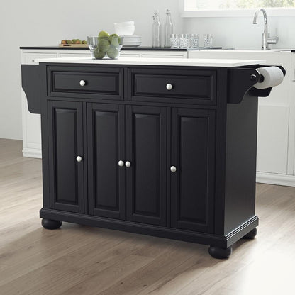 Crosley Furniture - Alexandria Granite Top Full Size Kitchen Island/Cart Black/White - KF30005ABK veiw 4
