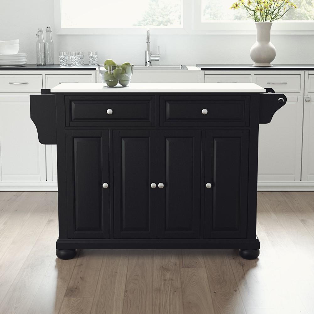 Crosley Furniture - Alexandria Granite Top Full Size Kitchen Island/Cart Black/White - KF30005ABK veiw 5