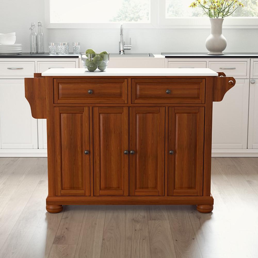 Crosley Furniture - Alexandria Granite Top Full Size Kitchen Island/Cart Cherry/White - KF30005ACH veiw 5