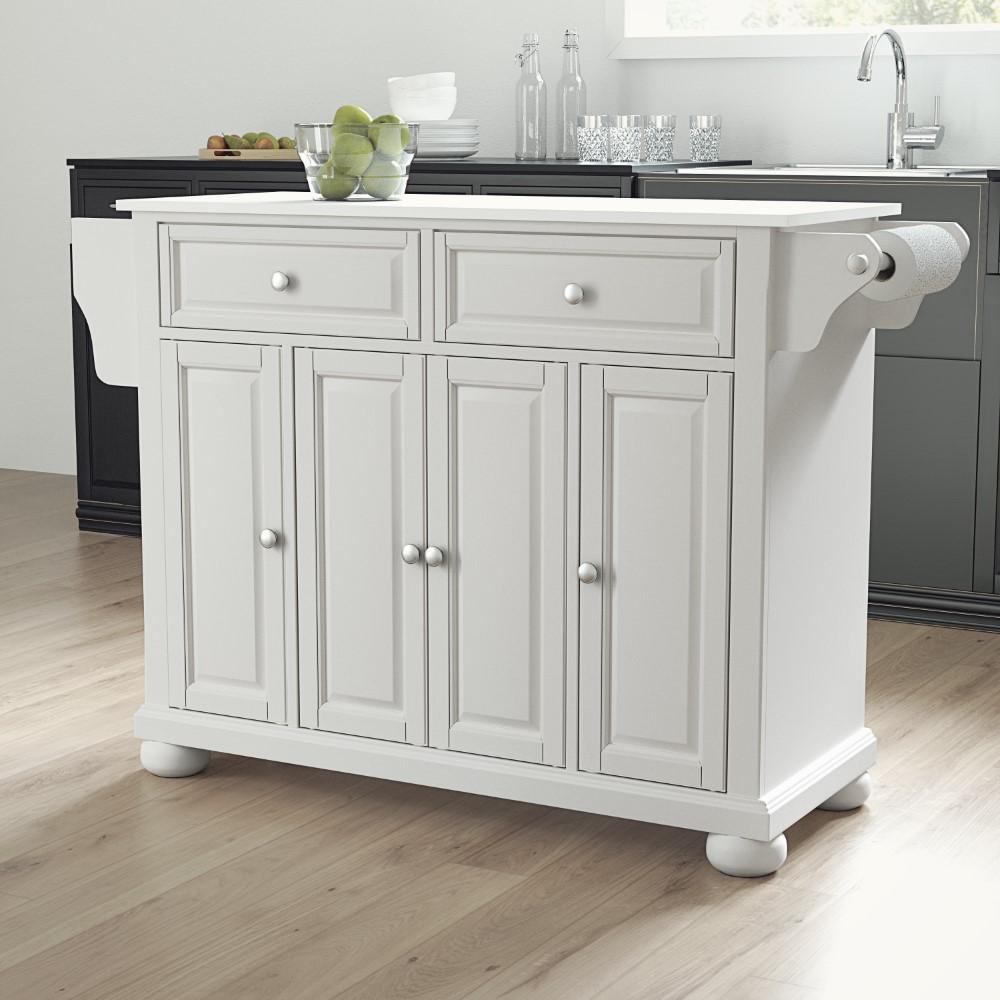 Crosley Furniture - Alexandria Granite Top Full Size Kitchen Island/Cart White/White - KF30005AWH veiw 4