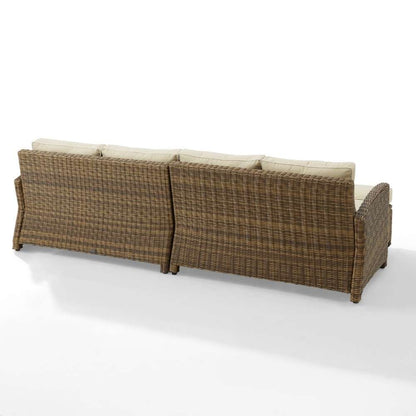 Crosley Furniture - Bradenton 4Pc Outdoor Wicker Sectional Set Sand -Weathered Brown - Left Loveseat, Right Loveseat, and 2 Ottomans - KO70187WB-SA veiw 7