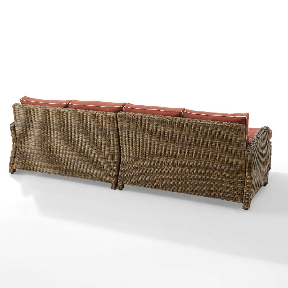Crosley Furniture - Bradenton 4Pc Outdoor Wicker Sectional Set Sangria -Weathered Brown - Left Loveseat, Right Loveseat, and 2 Ottomans - KO70187WB-SG veiw 7