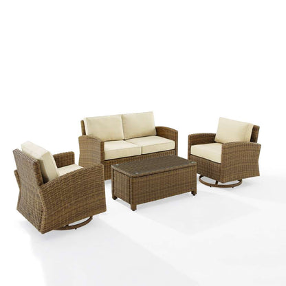 Crosley Furniture - Bradenton 4Pc Swivel Rocker Conversation Set Sand/Weathered Brown - Coffee Table, Loveseat, & 2 Swivel Rockers - KO70426WB-SA veiw 2