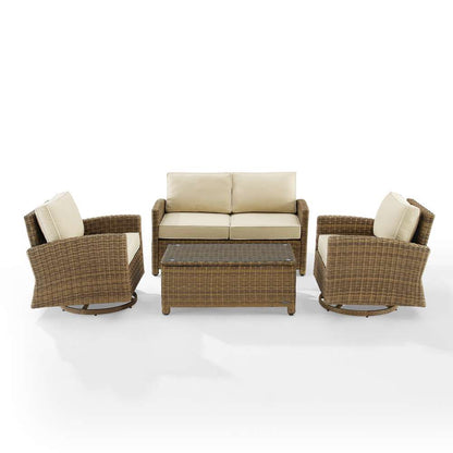 Crosley Furniture - Bradenton 4Pc Swivel Rocker Conversation Set Sand/Weathered Brown - Coffee Table, Loveseat, & 2 Swivel Rockers - KO70426WB-SA veiw 3