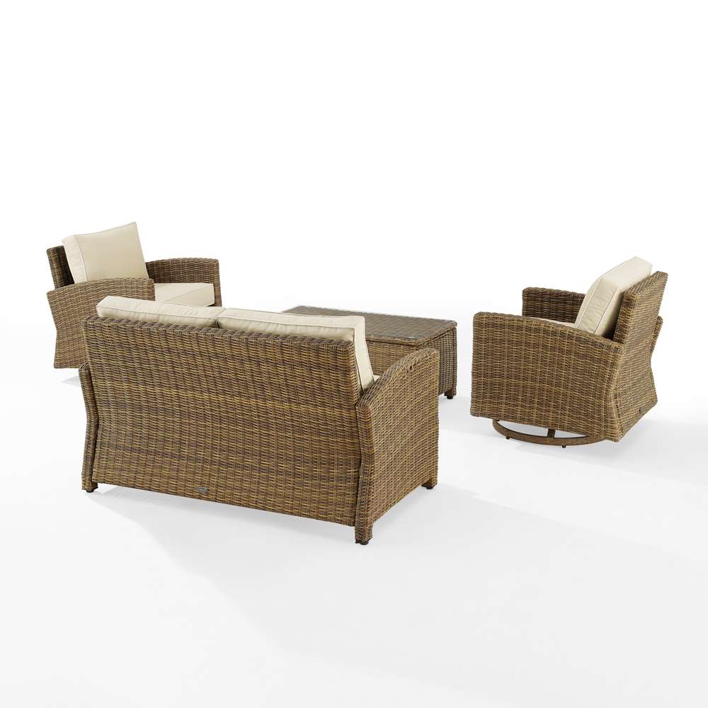 Crosley Furniture - Bradenton 4Pc Swivel Rocker Conversation Set Sand/Weathered Brown - Coffee Table, Loveseat, & 2 Swivel Rockers - KO70426WB-SA veiw 4