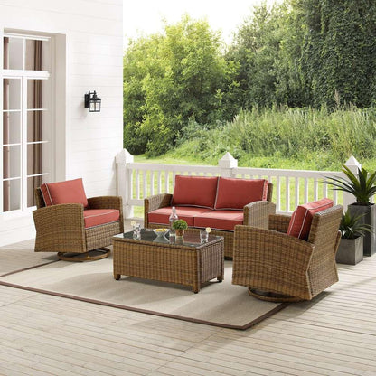 Crosley Furniture - Bradenton 4Pc Swivel Rocker Conversation Set Sangria/Weathered Brown - Coffee Table, Loveseat, & 2 Swivel Rockers - KO70426WB-SG veiw 1