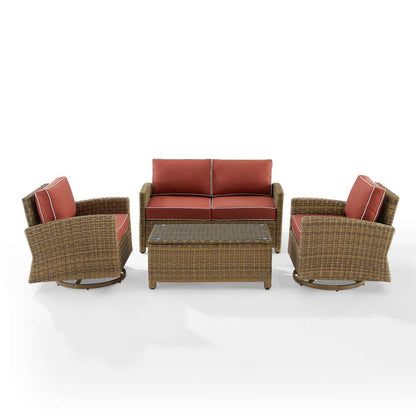 Crosley Furniture - Bradenton 4Pc Swivel Rocker Conversation Set Sangria/Weathered Brown - Coffee Table, Loveseat, & 2 Swivel Rockers - KO70426WB-SG veiw 3