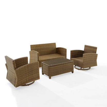 Crosley Furniture - Bradenton 4Pc Swivel Rocker Conversation Set Sangria/Weathered Brown - Coffee Table, Loveseat, & 2 Swivel Rockers - KO70426WB-SG veiw 5