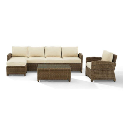 Crosley Furniture - Bradenton 5Pc Outdoor Wicker Sectional Set Sand -Weathered Brown - Left Loveseat, Right Loveseat, Armchair, Coffee Table, and Ottoman - KO70188WB-SA veiw 6