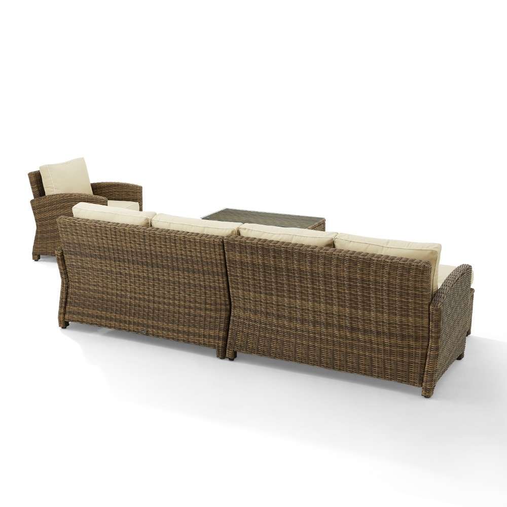 Crosley Furniture - Bradenton 5Pc Outdoor Wicker Sectional Set Sand -Weathered Brown - Left Loveseat, Right Loveseat, Armchair, Coffee Table, and Ottoman - KO70188WB-SA veiw 7