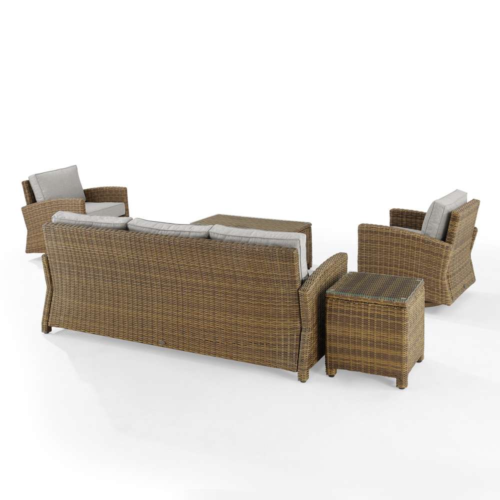Crosley Furniture - Bradenton 5Pc Swivel Rocker And Sofa Set Gray/Weathered Brown - Sofa, Coffee Table, Side Table, & 2 Swivel Rockers - KO70425WB-GY veiw 4