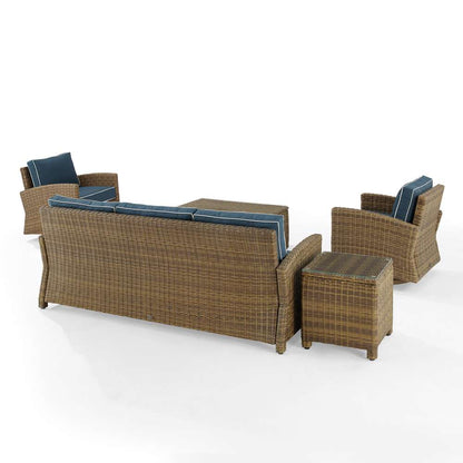 Crosley Furniture - Bradenton 5Pc Swivel Rocker And Sofa Set Navy/Weathered Brown - Sofa, Coffee Table, Side Table, & 2 Swivel Rockers - KO70425WB-NV veiw 4