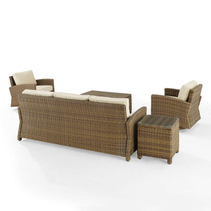 Crosley Furniture - Bradenton 5Pc Swivel Rocker And Sofa Set Sand/Weathered Brown - Sofa, Coffee Table, Side Table, & 2 Swivel Rockers - KO70425WB-SA veiw 4