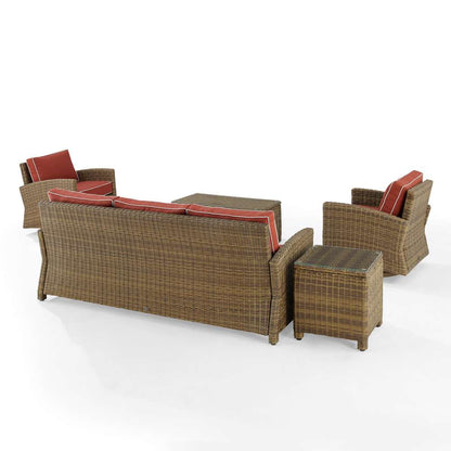 Crosley Furniture - Bradenton 5Pc Swivel Rocker And Sofa Set Sangria/Weathered Brown - Sofa, Coffee Table, Side Table, & 2 Swivel Rockers - KO70425WB-SG veiw 4