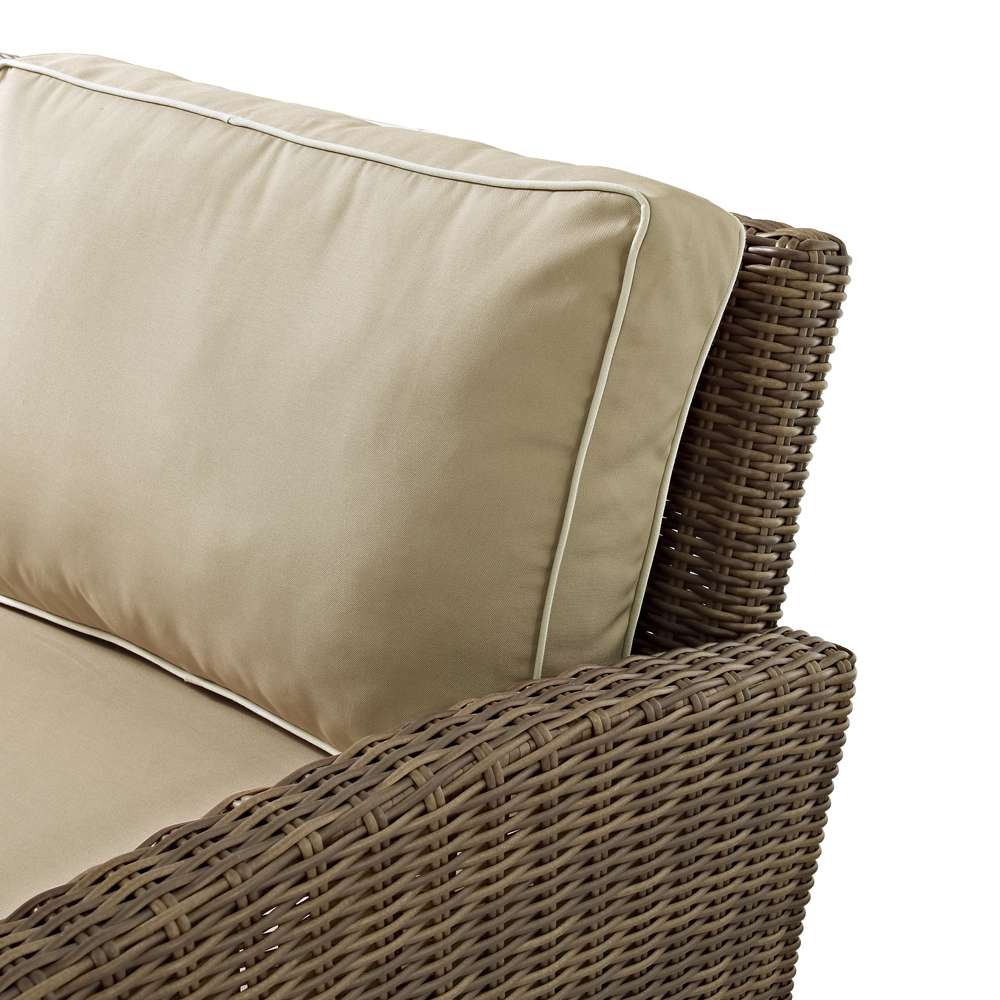 Crosley Furniture - Bradenton 6Pc Outdoor Wicker Sofa Set W/Fire Table Sand/Weathered Brown - Tucson Fire Table, Sofa, 2 Armchairs & 2 Ottomans - KO70184WB-SA veiw 6