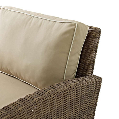 Crosley Furniture - Bradenton 6Pc Outdoor Wicker Sofa Set W/Fire Table Sand/Weathered Brown - Tucson Fire Table, Sofa, 2 Armchairs & 2 Ottomans - KO70184WB-SA veiw 6