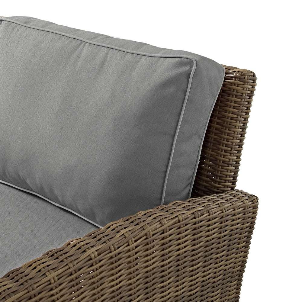 Crosley Furniture - Bradenton 7Pc Outdoor Wicker Sofa Set Gray/Weathered Brown - Sofa, Coffee Table, Side Table, 2 Armchairs & 2 Ottomans - KO70185WB-GY veiw 5