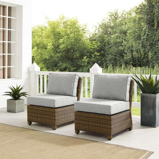 Crosley Furniture - Bradenton Outdoor Wicker Chair Set Gray- Weathered Brown (Set of 2) - KO70173WB-GY veiw 1