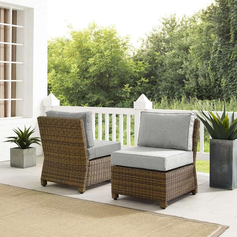 Crosley Furniture - Bradenton Outdoor Wicker Chair Set Gray- Weathered Brown (Set of 2) - KO70173WB-GY veiw 2