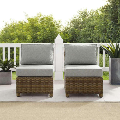 Crosley Furniture - Bradenton Outdoor Wicker Chair Set Gray- Weathered Brown (Set of 2) - KO70173WB-GY veiw 3