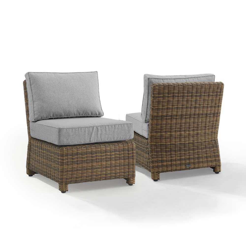 Crosley Furniture - Bradenton Outdoor Wicker Chair Set Gray- Weathered Brown (Set of 2) - KO70173WB-GY veiw 6