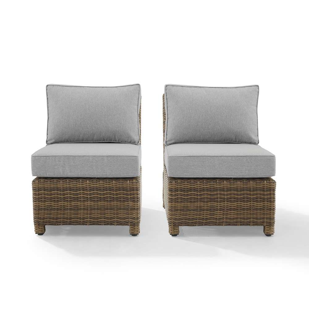 Crosley Furniture - Bradenton Outdoor Wicker Chair Set Gray- Weathered Brown (Set of 2) - KO70173WB-GY veiw 7
